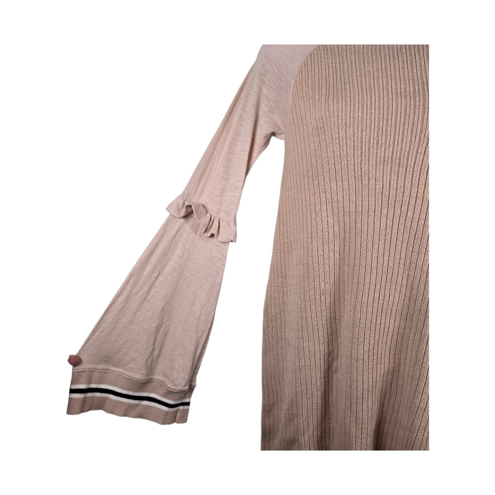 Free People 'Zou Bisou' Bell Sleeve Ribbed Mini Sweater Dress Size XS Nude Rose - Picture 6 of 16